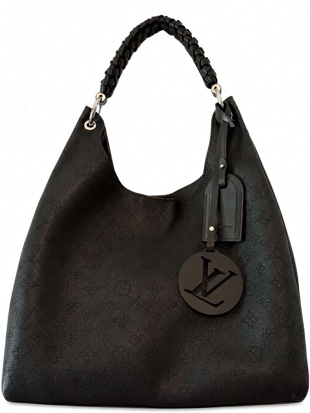 Louis Vuitton Black Monogram-Embossed Hobo with LV Leather Tag - Picture 2 of 16